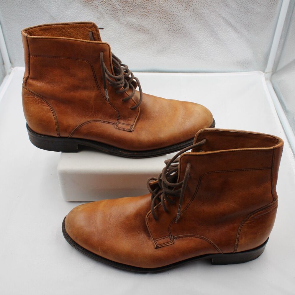 Vero Cuoio Boot 8.5 Men Lace Up Ankle Leather Work Combat Italian Tan Brown 7415